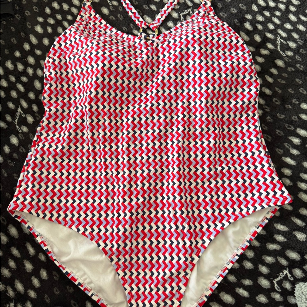 Stylish Red and White women One Piece Swimsuit